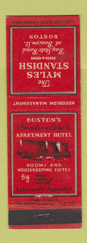 Matchbook Cover - Myles Standish Hotel Boston MA WEAR
