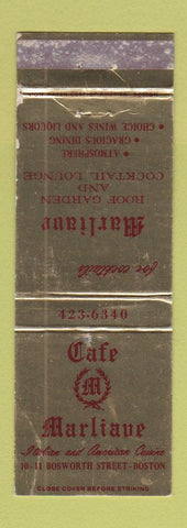 Matchbook Cover - Cafe Marliave Boston MA WORN