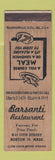Matchbook Cover - Barsanti Restaurant Boston MA WEAR