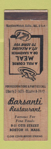 Matchbook Cover - Barsanti Restaurant Boston MA WEAR