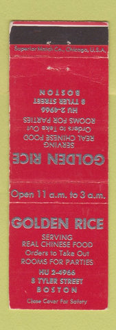 Matchbook Cover - Golden Rice Chinese Food Boston MA WEAR