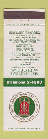 Matchbook Cover - State Street Bank and Trust Boston MA WEAR