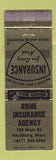 Matchbook Cover - Rome Insurance Agency Fitchburg MA