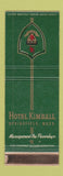Matchbook Cover - Hotel Kimball Springfield MA WORN