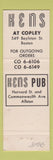 Matchbook Cover - Ken's at Copley Boston MA