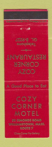 Matchbook Cover - Cozy Corner Motel Williamstown MA RED