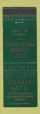 Matchbook Cover - Cozy Corner Motel Williamstown MA GREEN