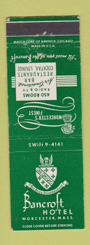 Matchbook Cover - Bancroft Hotel Worcester MA
