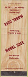 Matchbook Cover - Model Cafe Del Norte CO
