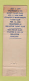 Matchbook Cover - Squantum Yacht Club Wollaston MA Federal WORN