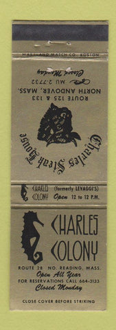 Matchbook Cover - Charles Colony Steak House Reading MA North Andover