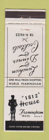 Matchbook Cover - 1812 House Framingham MA
