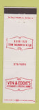 Matchbook Cover - Vin & Eddie's Restaurant North Abington MA