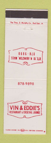Matchbook Cover - Vin & Eddie's Restaurant North Abington MA