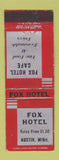 Matchbook Cover - Fox Hotel Austin MN cafe
