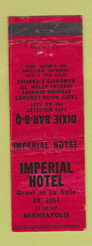 Matchbook Cover - Imperial Hotel Minneapolis MN Dixie BBQ WEAR