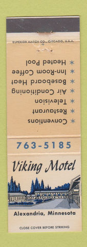 Matchbook Cover - Viking Motel Alexandria MN WORN STAINED