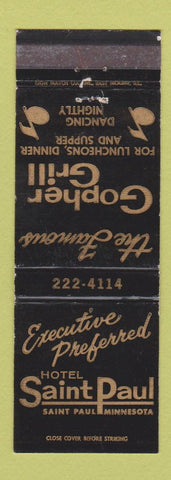 Matchbook Cover - Hotel St Paul MN Gopher Grill