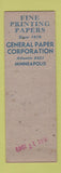 Matchbook Cover - General Paper Corp Minneapolis St Paul MN