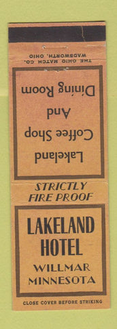 Matchbook Cover - Lakeland Hotel Willmar MN