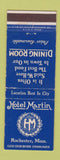 Matchbook Cover - Hotel Martin Rochester MN WEAR