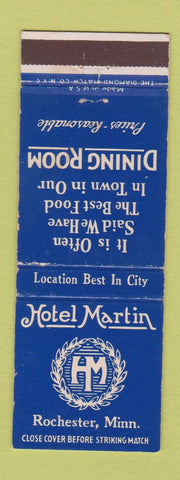 Matchbook Cover - Hotel Martin Rochester MN WEAR