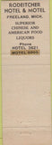Matchbook Cover - Rodeitcher Hotel Freeland MI