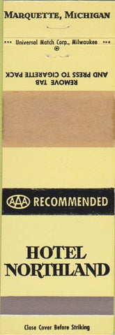 Matchbook Cover - Hotel Northland Marquette MI