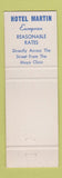 Matchbook Cover - Hotel Martin Rochester MN