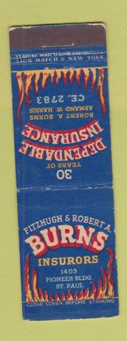Matchbook Cover - Burns Insurance ST Paul MN feature WORN