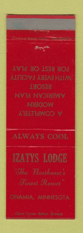 Matchbook Cover - Izatys Lodge Onamia MN
