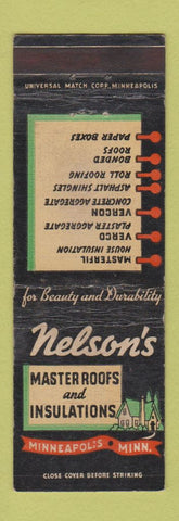 Matchbook Cover - Nelson's Roofs Insulation Minneapolis MN WEAR