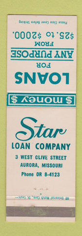 Matchbook Cover - Star Loans Aurora MO