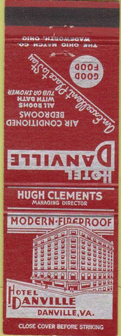 Matchbook Cover - Hotel Danville VA