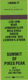 Matchbook Cover - Summit of Pipes Peak CO