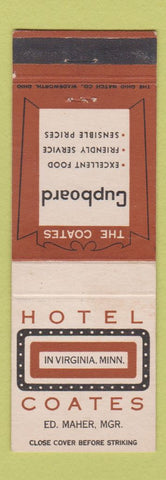Matchbook Cover - Hotel Coates Virginia MN