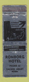 Matchbook Cover - Romborg Hotel Sacred Heart MN low phone # WORN