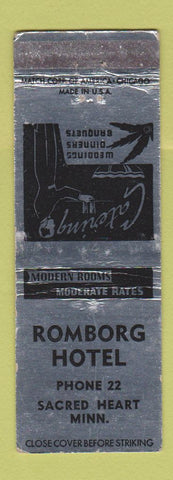 Matchbook Cover - Romborg Hotel Sacred Heart MN low phone # WORN