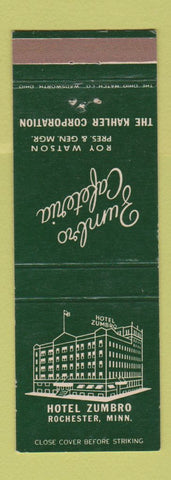Matchbook Cover - Hotel Zumbro Rochester MN