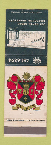 Matchbook Cover - Jerry's Restaurant Owatonna MN WORN