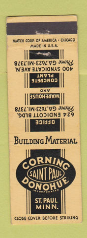 Matchbook Cover - Corning Donohue Building Material St Paul MN