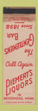 Matchbook Cover - Gentlemens Bar Diemert's Liquor Moorhead MN WORN