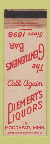 Matchbook Cover - Gentlemens Bar Diemert's Liquor Moorhead MN WORN
