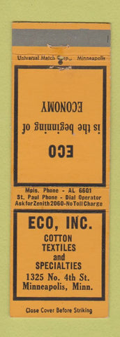 Matchbook Cover - Eco Cotton Textiles Minneapolis MN