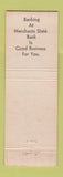 Matchbook Cover - Merchants State Bank North Branch MN WEAR