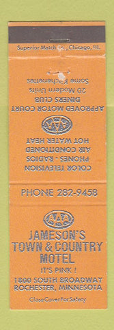 Matchbook Cover - Jameson's Town and Country Motel Rochester MN