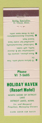 Matchbook Cover - Holiday Haven Resort Motel Detroit Lakes MN