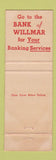 Matchbook Cover - Bank of Willmar MN WEAR