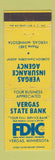 Matchbook Cover - Vergas State Bank MN insurance