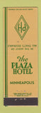 Matchbook Cover - Plaza Hotel Minneapolis MN